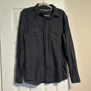 Gibson Trading Co Men’s Long Sleeve Pearl Snap Gray Shirt Small western style‎